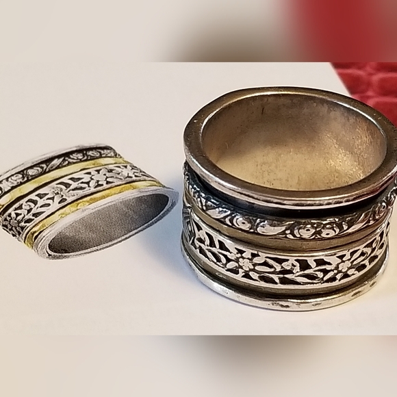Silpada Sterling Silver & Brass Spinner Ring - Picture 5 of 12